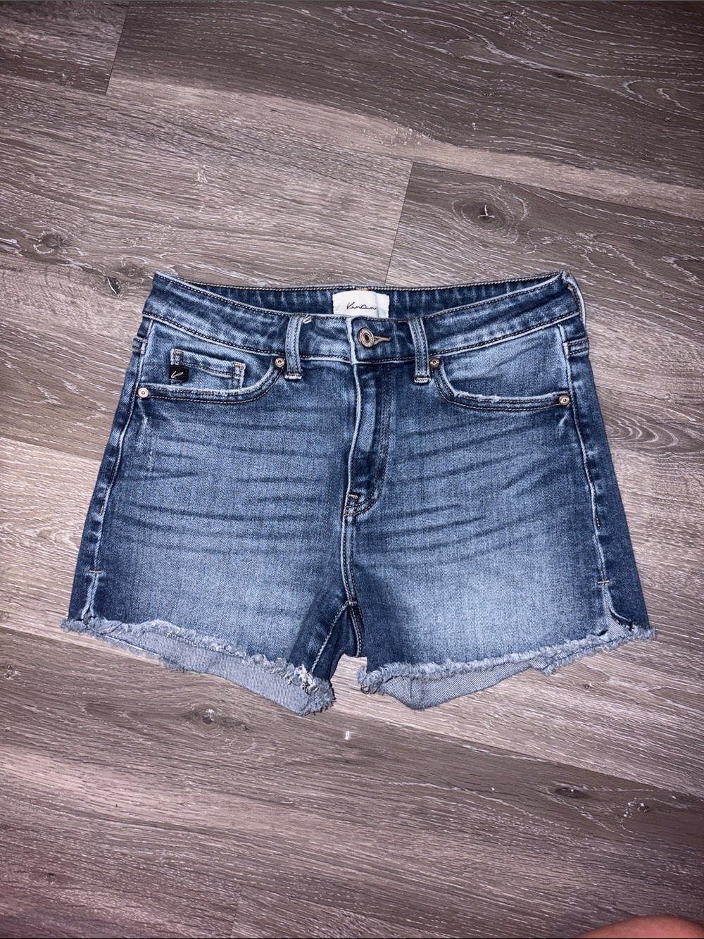 KanCan Medium Wash Distressed Cutoff Denim Shorts